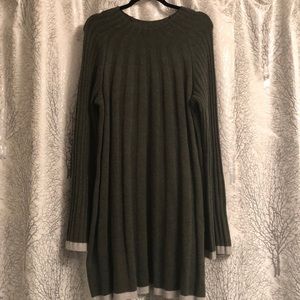 Anthropologie Olive Green Ribbed Sweater Dress